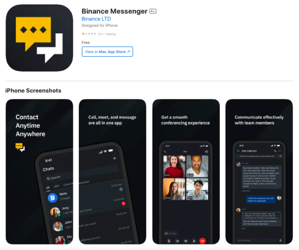 В App Store з’явився додаток месенджера від Binance - INFBusiness