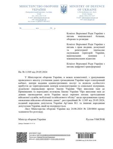 Міноборони передумало збільшувати терміни оновлення особистих даних до 90 діб - INFBusiness