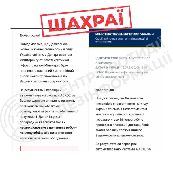 Шахрайське повідомлення