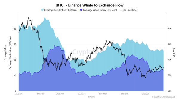 Графік притоку BTC на Binance від 