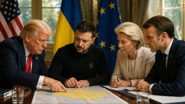 Дональд Трамп, Володимир Зеленський, Урсула фон дер Ляєн, Емманюель Макрон