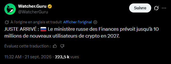 Росія очікує 10 мільйонів криптокористувачів до 2027 року