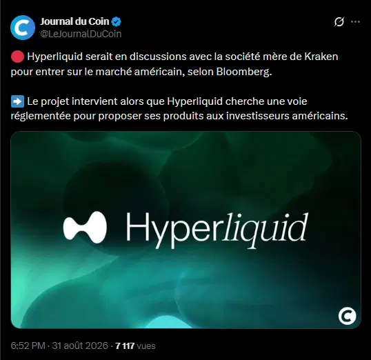 Crypto : Kraken pourrait ouvrir le marché américain à Hyperliquid